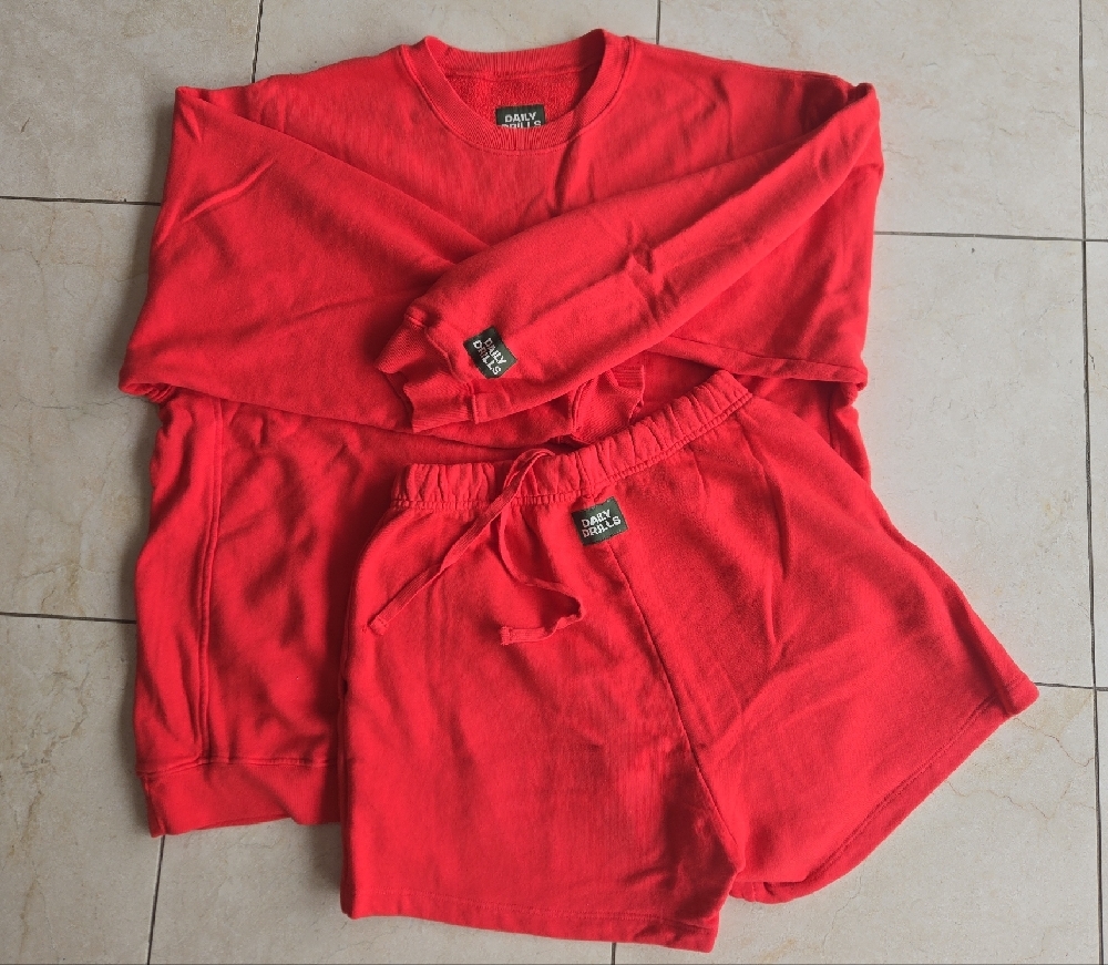 Daily Drills Red Sweatshirt & Shorts Set